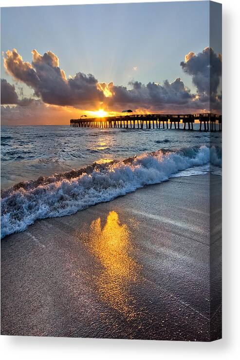 Clouds Canvas Print featuring the photograph Golden Shadows by Debra and Dave Vanderlaan