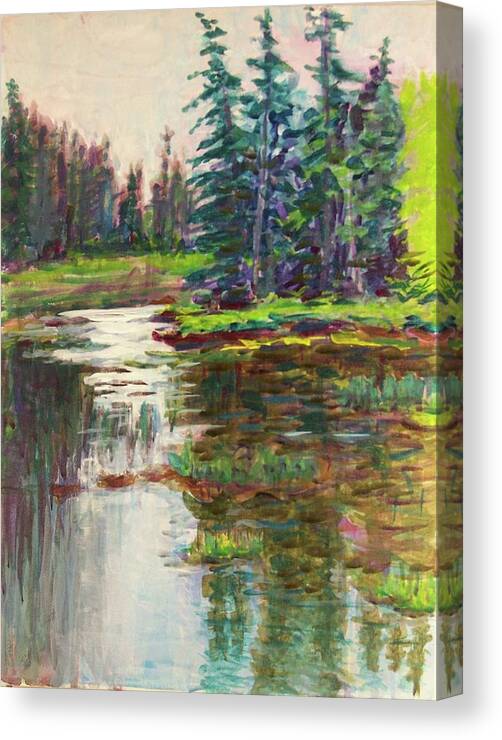 Landscape Canvas Print featuring the painting Goose Cove in Acadia by Nicolas Bouteneff