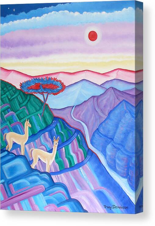 Red Sun Canvas Print featuring the painting High Altitude by Tracy Dennison