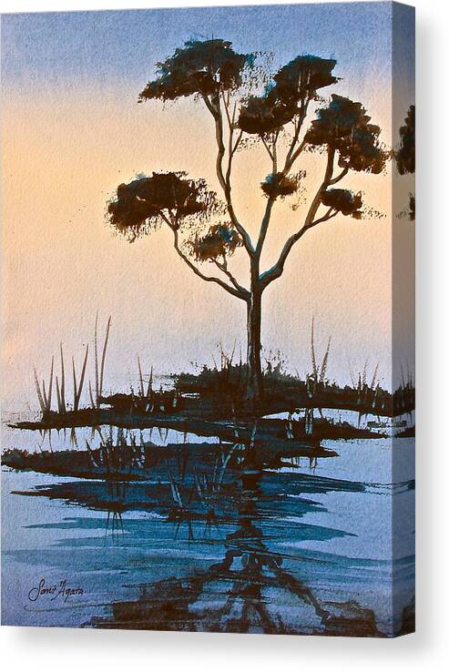 Tree Canvas Print featuring the painting In a Mellow Mood by Frank SantAgata