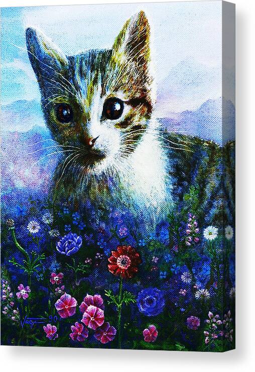 Kitten Canvas Print featuring the painting Kitten by Hartmut Jager