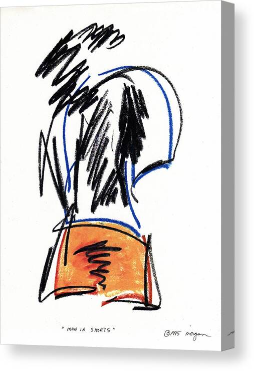 Quick Sketch Canvas Print featuring the drawing Man in Shorts by Patrick Morgan