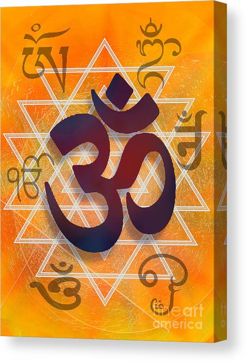 Om Canvas Print featuring the digital art Many Faces of Om by Ginny Schmidt