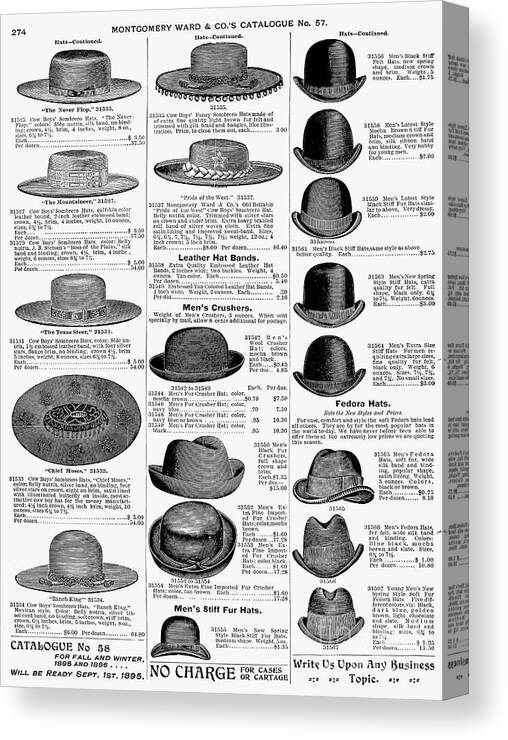 Mens Hats, 1895 Canvas Print / Canvas Art by Granger - Fine Art America
