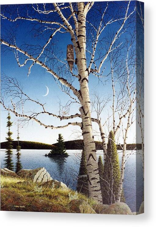 Evening Canvas Print featuring the painting Moonrise by Conrad Mieschke