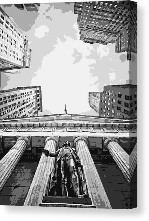 New York Financial Distrist Canvas Print featuring the photograph NYC Looking Up BW6 by Scott Kelley