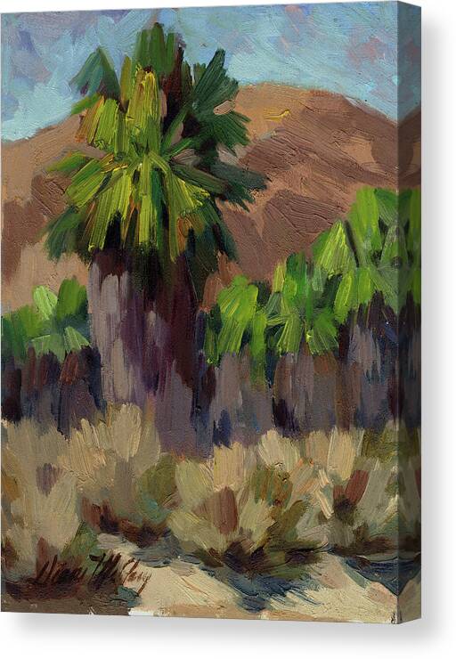 Palms At San Andreas Canvas Print featuring the painting Palms at San Andreas by Diane McClary