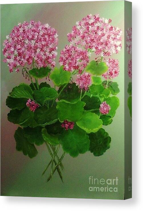 Floral Canvas Print featuring the painting Pink Geranium by Peggy Miller