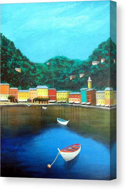  Canvas Print featuring the painting Portofino by Larry Cirigliano