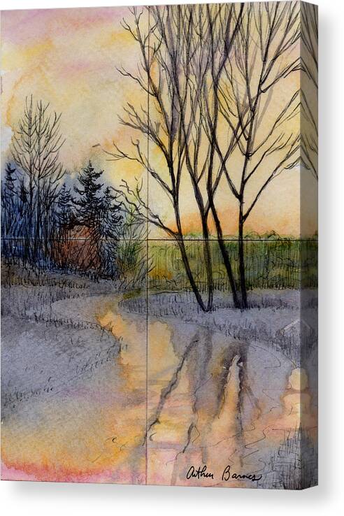 Landscape Canvas Print featuring the painting Reflections by Arthur Barnes