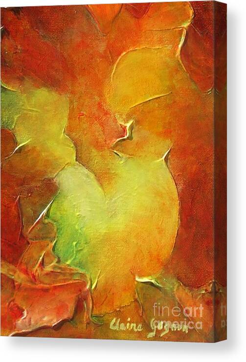 Abstract Canvas Print featuring the painting Rooster by Claire Gagnon