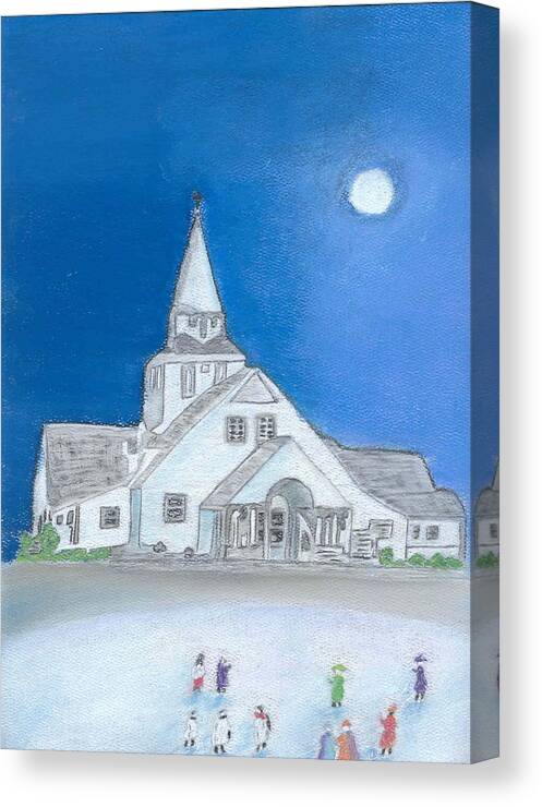 Pastel Canvas Print featuring the painting Saint Patricks Church Falmouth MA by William Bowers