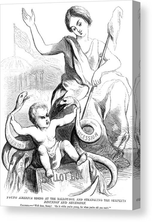 1860 Canvas Print featuring the photograph Secession Cartoon, 1860 by Granger
