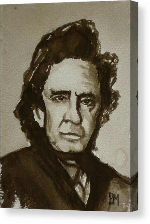 Johnny Cash Canvas Print featuring the painting Sepia Johnny II by Pete Maier