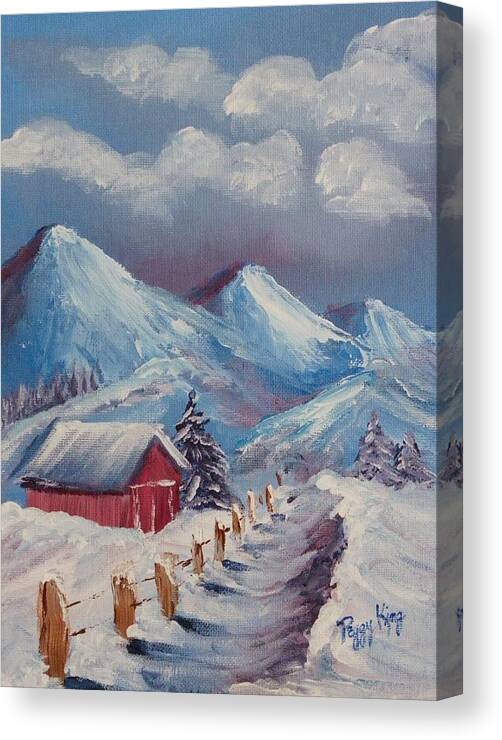 Mountain Scene Canvas Print featuring the painting Snow Path by Peggy King