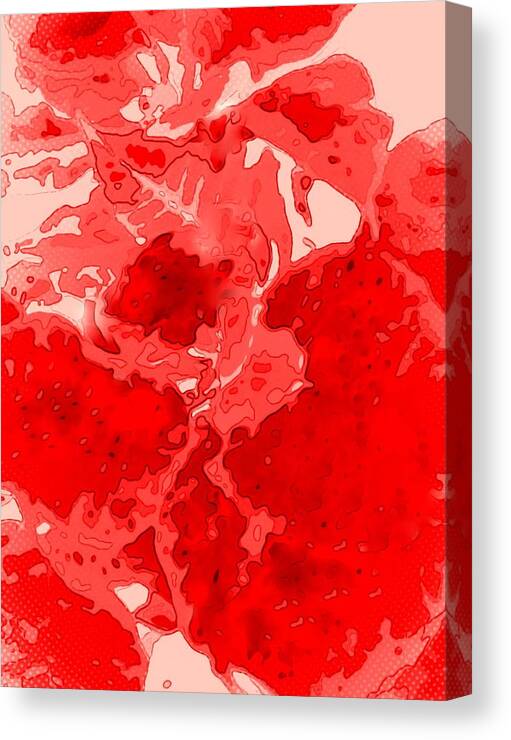 Abstract Canvas Print featuring the digital art Squashed strawberries by Joseph Ferguson