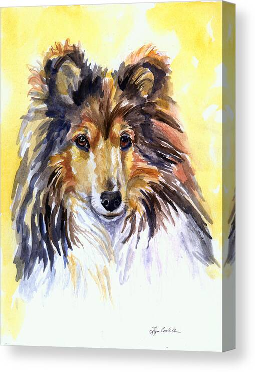 Shetland Sheepdog Canvas Print featuring the painting Sunny Sheltie by Lyn Cook
