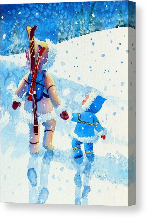 Kids Art For Ski Chalet Canvas Print featuring the painting The Aerial Skier - 2 by Hanne Lore Koehler