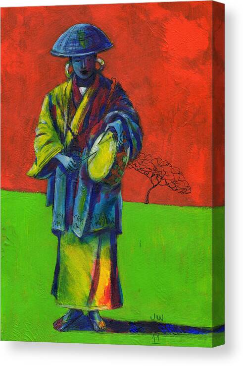 Figure Canvas Print featuring the painting The lone drummer by June Walker