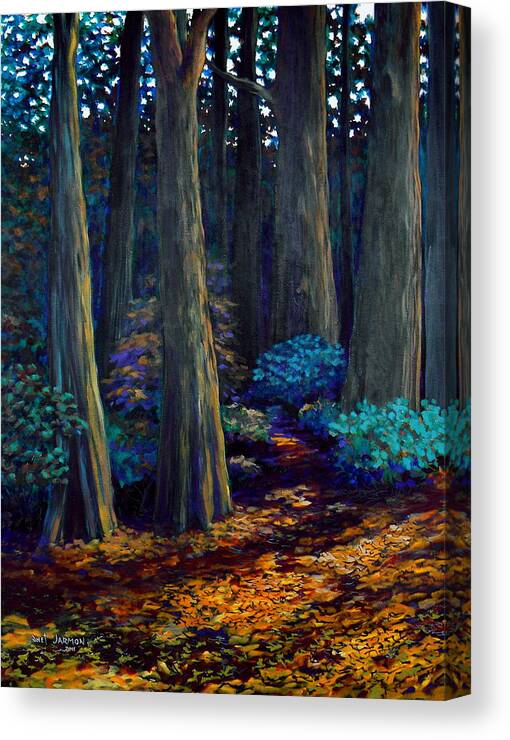 Woods Canvas Print featuring the painting To the Woods by Jeanette Jarmon