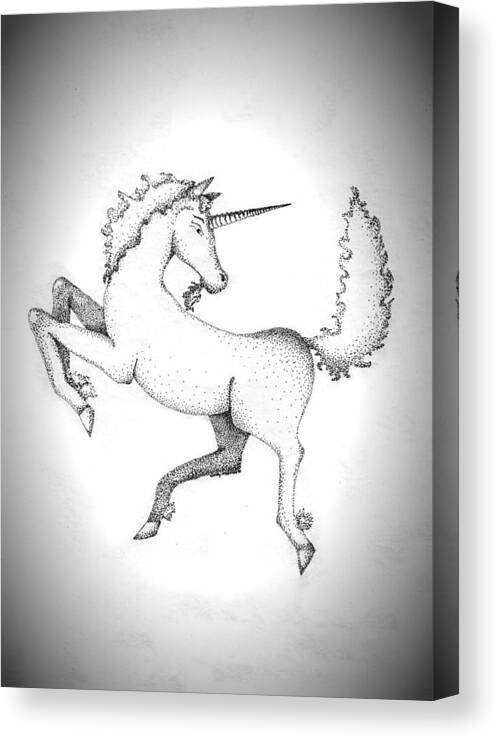 Unicorns Canvas Print featuring the drawing Unicorn by Wendy McKennon