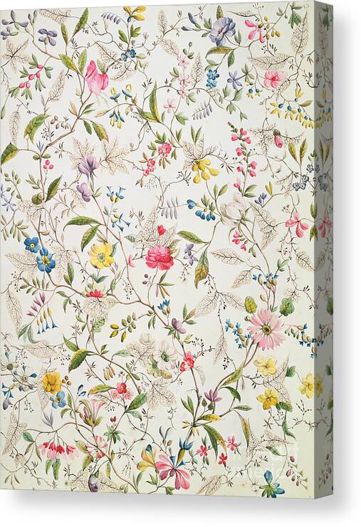 Kilburn Canvas Print featuring the painting Wild flowers design for silk material by William Kilburn
