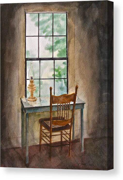 Desk Canvas Print featuring the painting Window Seat by Frank SantAgata