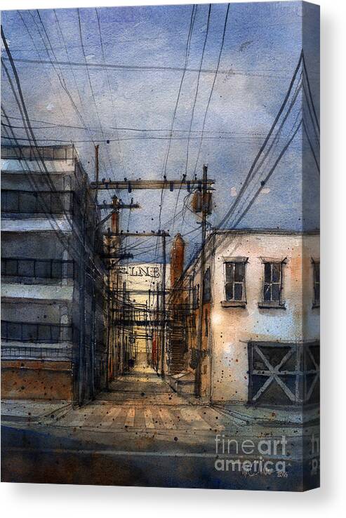 Downtown Lubbock Canvas Print featuring the painting Alley Behind 14th and Texas #1 by Tim Oliver