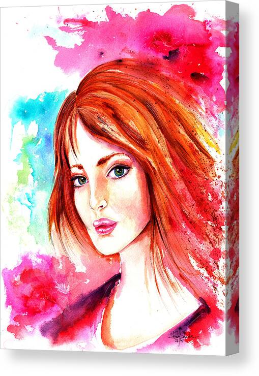 Watercolor Canvas Print featuring the painting Celtic girl #1 by Isabel Salvador