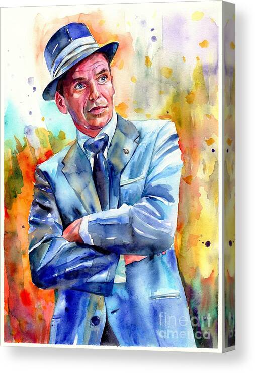 Frank Canvas Print featuring the painting Frank Sinatra young painting by Suzann Sines
