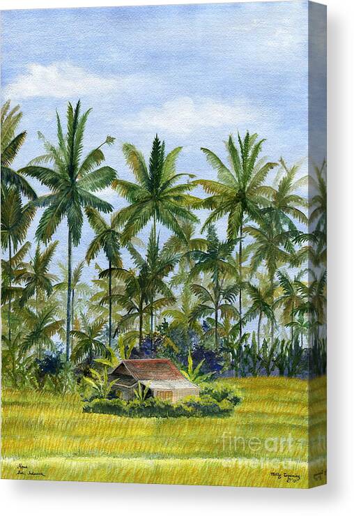 Ubud Canvas Print featuring the painting Home Bali Ubud Indonesia #1 by Melly Terpening