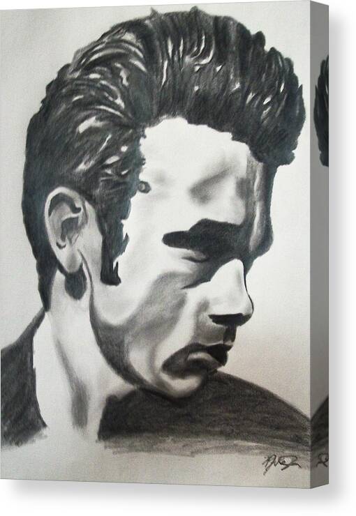 James Dean Portraits Canvas Print featuring the drawing James Dean #1 by Mikayla Ziegler