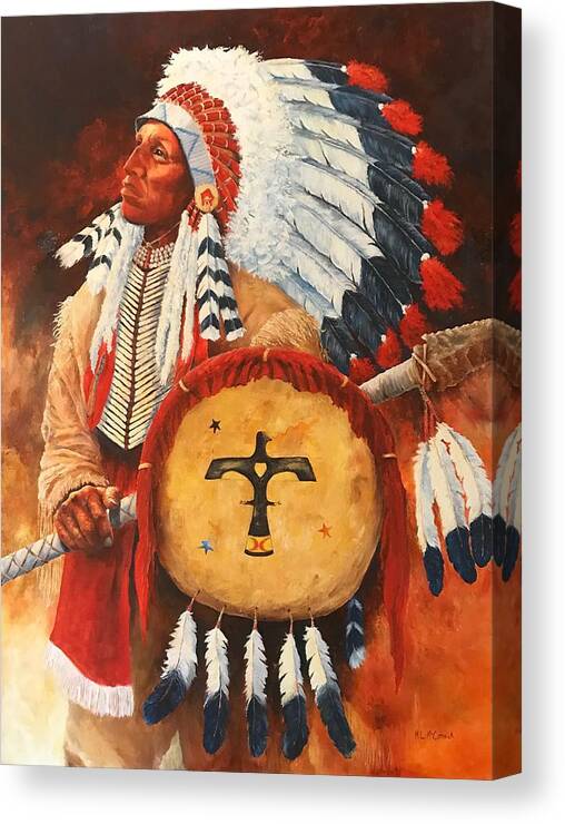 Lone Elk Canvas Print featuring the painting Lone Elk, Sioux Chief by ML McCormick