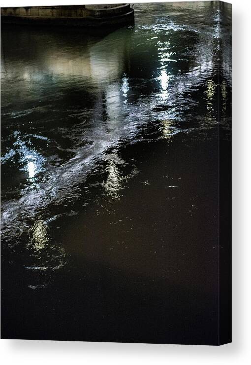 Campus Martius Canvas Print featuring the photograph Night Stream #1 by Joseph Yarbrough