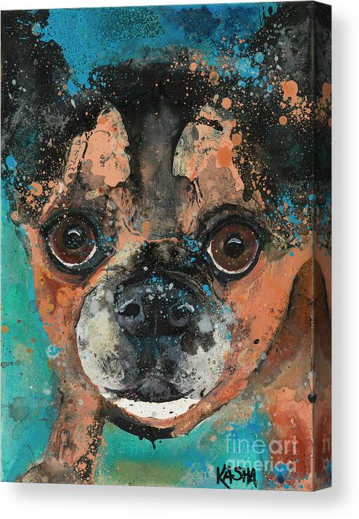 Small Dog Canvas Print featuring the painting Pint Sized #1 by Kasha Ritter