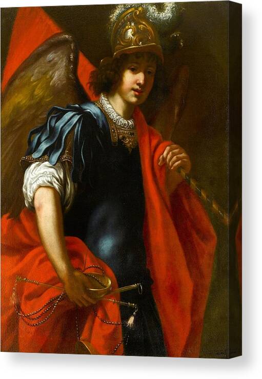 Jacopo Vignali (pratovecchio 1592 - Florence 1664) Canvas Print featuring the painting The Archangel Michael #1 by MotionAge Designs