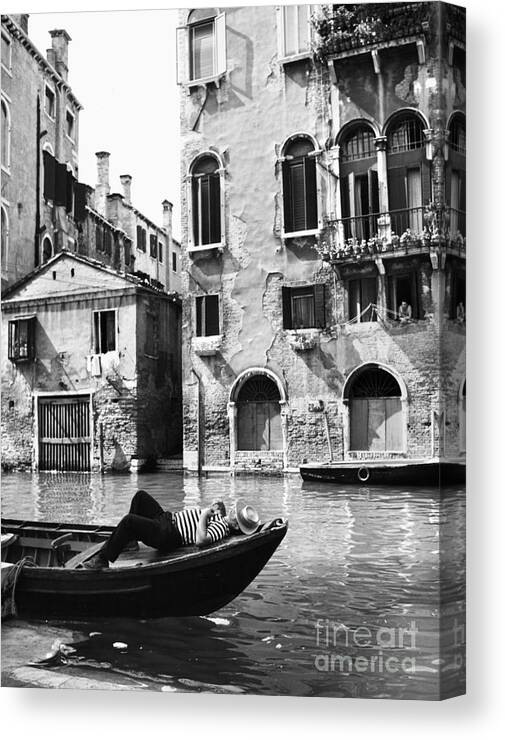 1969 Canvas Print featuring the photograph Venice Canal, 1969 #1 by Granger