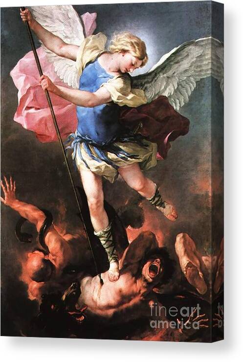 San Canvas Print featuring the painting Saint Michael #11 by Archangelus Gallery