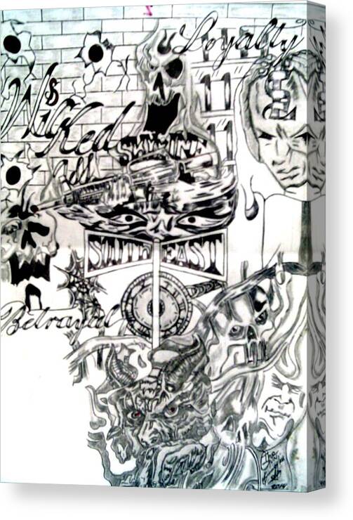 Prison Art Canvas Print featuring the drawing Untitled #2 by GungyRu 