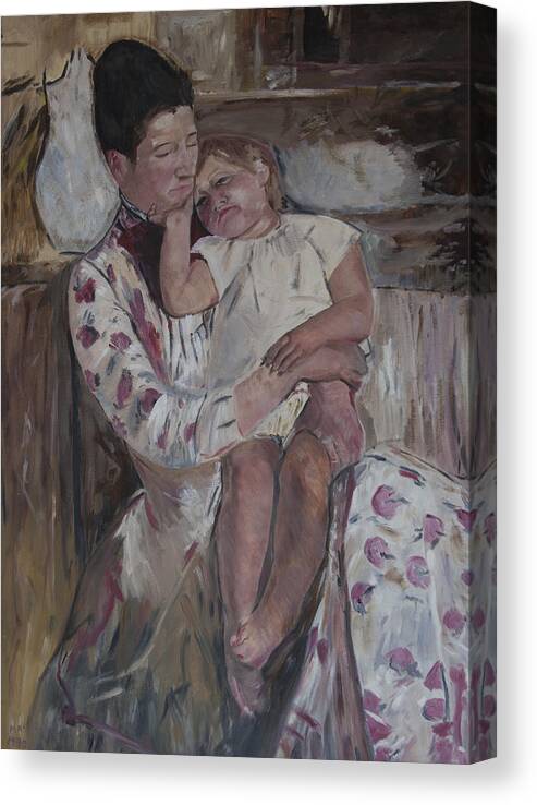Painting Canvas Print featuring the painting Homage to Cassatt #3 by Masami Iida