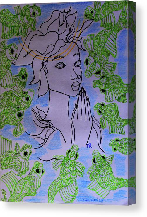  Canvas Print featuring the painting Our Lady Star of the Sea #3 by Gloria Ssali