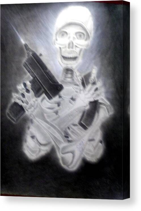 Donald C-note Hooker Canvas Print featuring the drawing I See Death Around the Corner by Donald Cnote Hooker