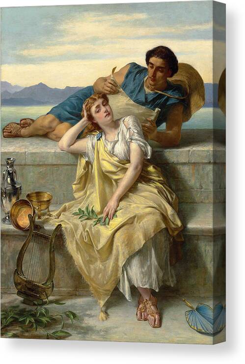 Alfred Elmore Canvas Print featuring the painting A Greek Ode #6 by Alfred Elmore