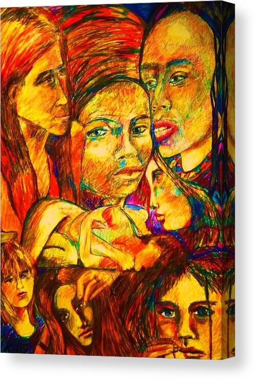 Woman Faces Canvas Print featuring the painting Janas #59 by B Janas