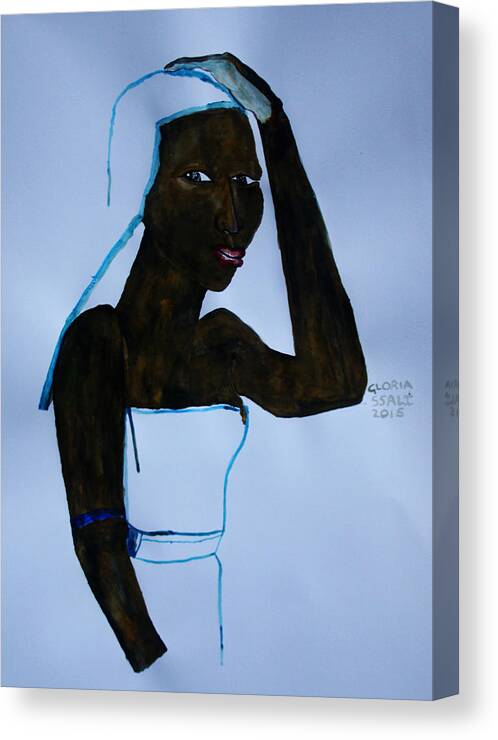 Jesus Canvas Print featuring the painting Shilluk Bride - South Sudan #7 by Gloria Ssali