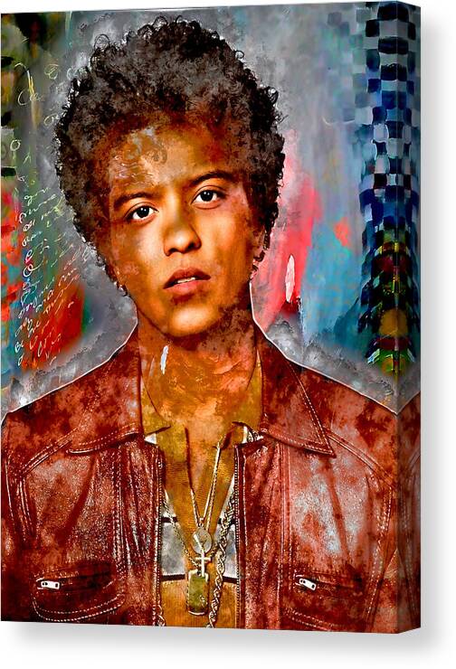 Bruno Mars Canvas Print featuring the mixed media Bruno Mars #8 by Marvin Blaine