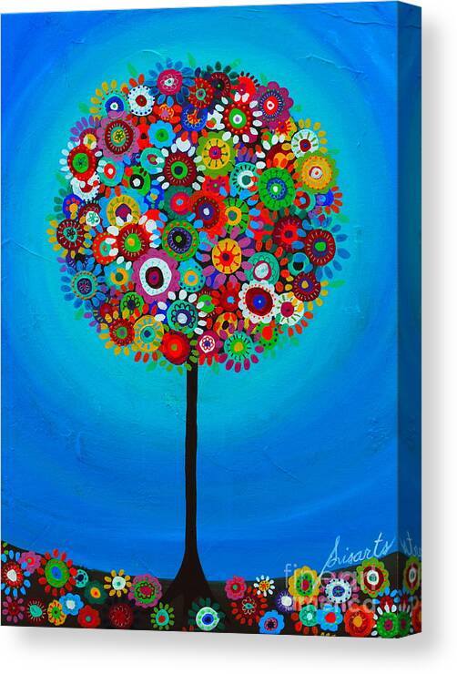 Blooms Canvas Print featuring the painting Tree Of Life #94 by Pristine Cartera Turkus