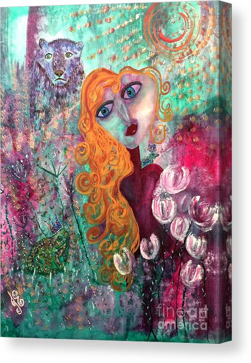Fantasy Canvas Print featuring the painting A Curious Tale by Julie Engelhardt