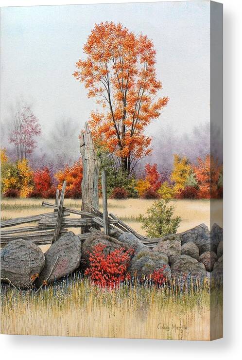 Nature Canvas Print featuring the painting A Day in Autumn by Conrad Mieschke