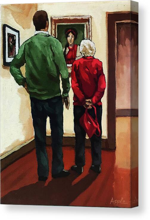 Art Museum Canvas Print featuring the painting A Day With Mom by Linda Apple